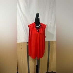 Chic Red Sleeveless Blouse